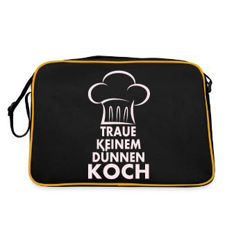 Traue keinem dünnen Koch - Retro Tasche - Schwarz/Gold - Hinten