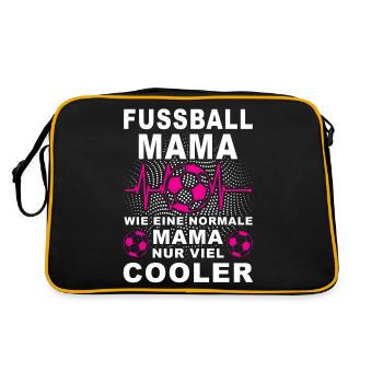 Cooler Spruch Fussball Mama Sport Sportlich - Retro Tasche - Schwarz/Gold - Hinten