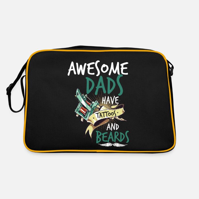 AWESOME DADS HAVE TATTOOS AND BEARDS - Retro Bag - black/gold