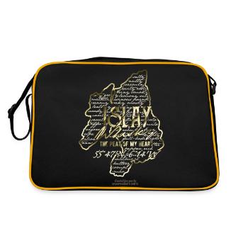 Whisky Insel Islay & Spruch Peat Of My Heart - Retro Tasche - Schwarz/Gold - Hinten