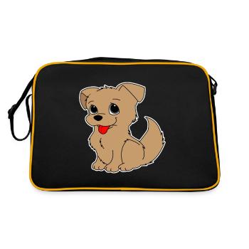 Hund Hündchen Vierbeiner Geschenkidee - Retro Tasche - Schwarz/Gold - Hinten