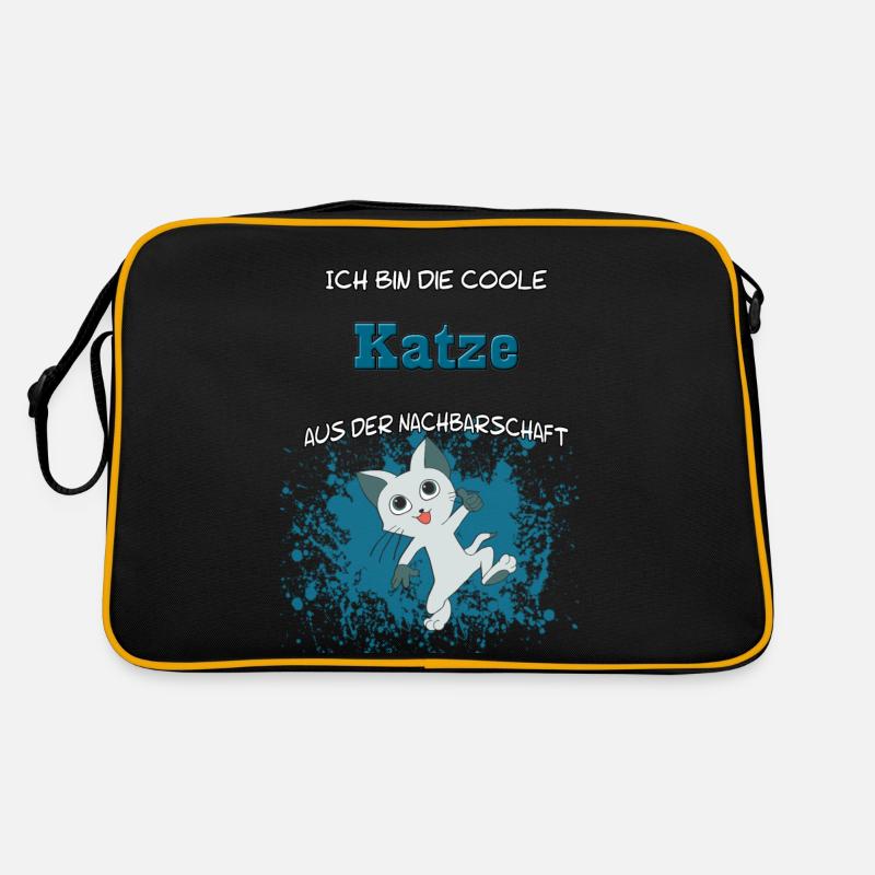 Coole Katze der Nachbarschaft - Retro Tasche - Schwarz/Gold