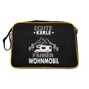 echte Kerle fahren Wohnmobil - Retro Tasche - Schwarz/Gold - Hinten