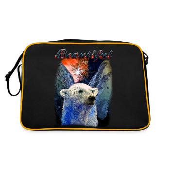 Wunderschöner Eisbär - Retro Tasche - Schwarz/Gold - Hinten