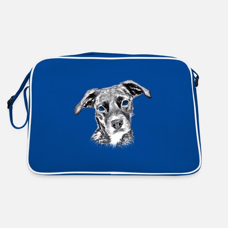 Cute dog head with balue eyes Retro Bag