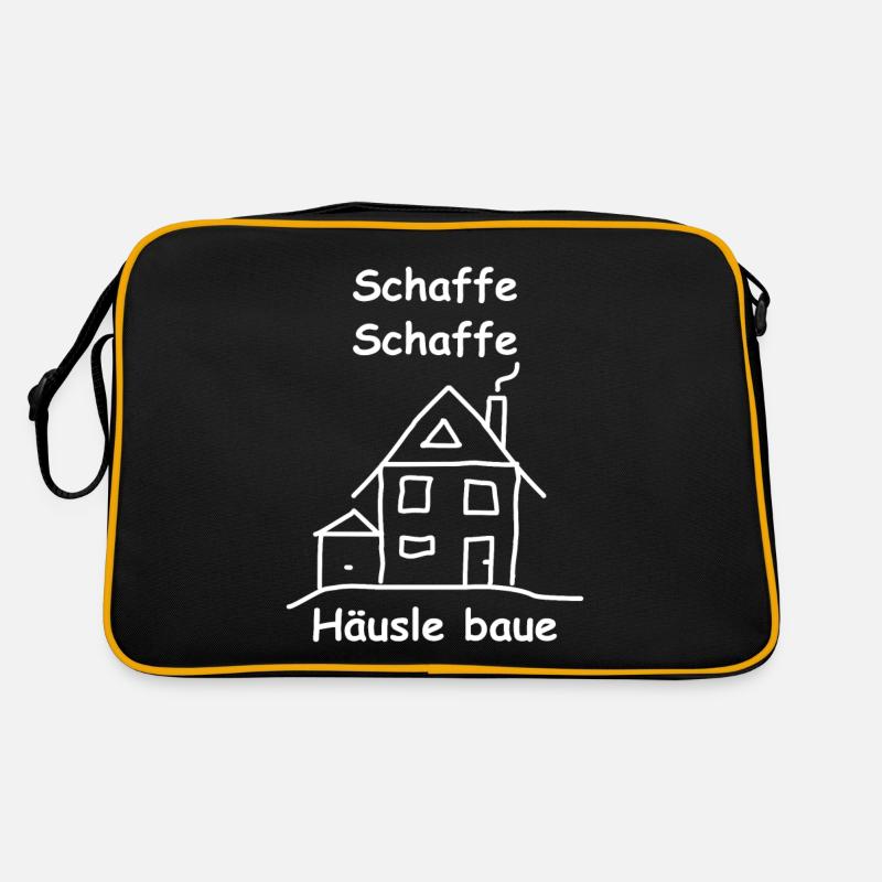 Schaffe Schaffe Häusle Baue Geschenk Spruch Retro Tasche
