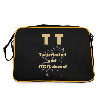 Tuniertrottel TT Pferd Reiten - Retro Tasche - Schwarz/Gold - Hinten