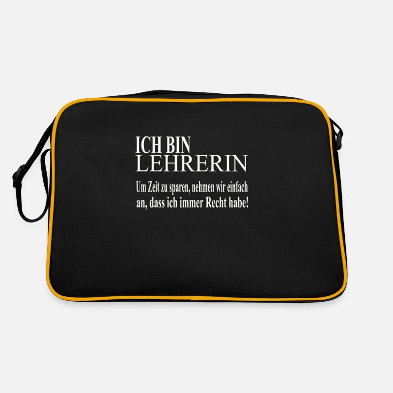 Ich bin Lehrerin - Retro Tasche - Schwarz/Gold