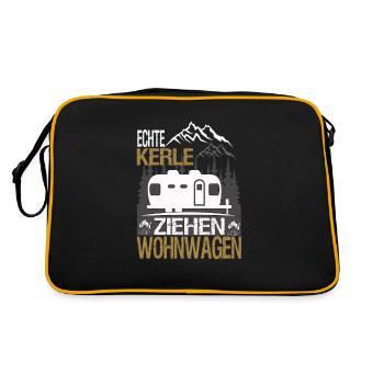 Echte Kerle ziehen Wohnwagen - Retro Tasche - Schwarz/Gold - Hinten