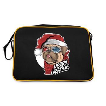 Christmas Dog - Merry Christmas - Retro Tasche - Schwarz/Gold - Hinten