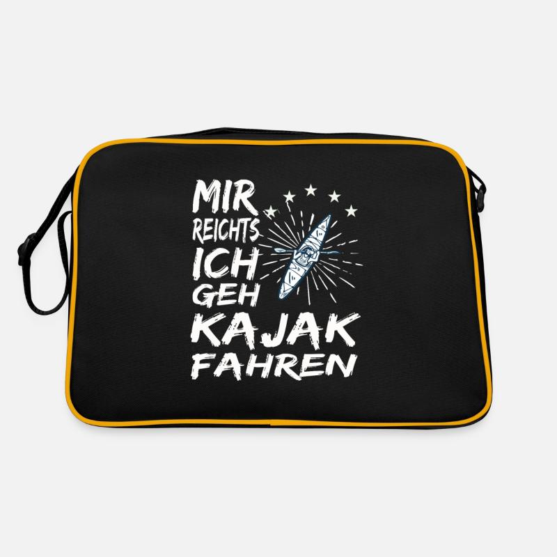 Kajak Geschenk - Retro Tasche - Schwarz/Gold
