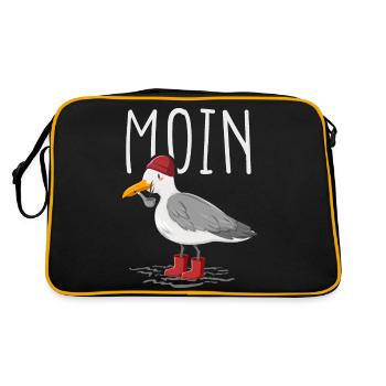 Moin Möwe Seemann - Retro Tasche - Schwarz/Gold - Hinten