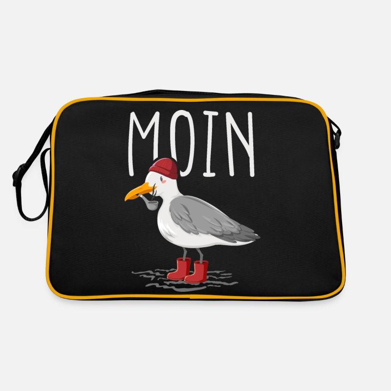 Moin Möwe Seemann - Retro Tasche - Schwarz/Gold