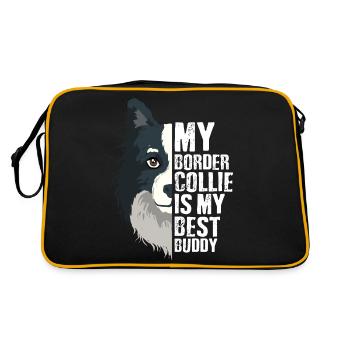 Border Collie cadeau pour un propriétaire de chien - Sac Retro - noir/or - Dos