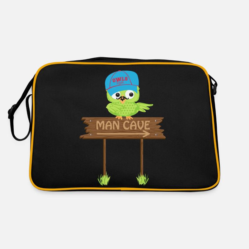Owl MAN CAVE - Retro Tasche - Schwarz/Gold