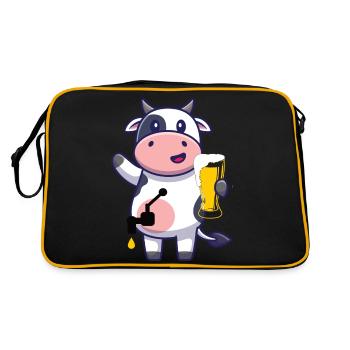 Kuh gibt Bier - Retro Tasche - Schwarz/Gold - Hinten