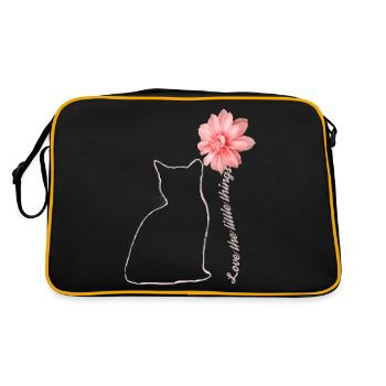 Miezekatze Mit Blume Katze Geschenk - Retro Tasche - Schwarz/Gold - Hinten