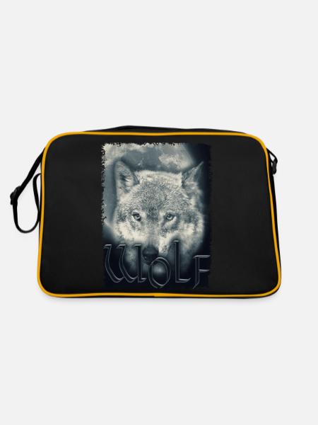 Ein Wolf Für Tierfreunde Wolfskopf - Retro Bag - black/gold - Back