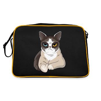 Non, Nö, Nope - Chat paresseux avec majeur - Sac Retro - noir/or - Dos