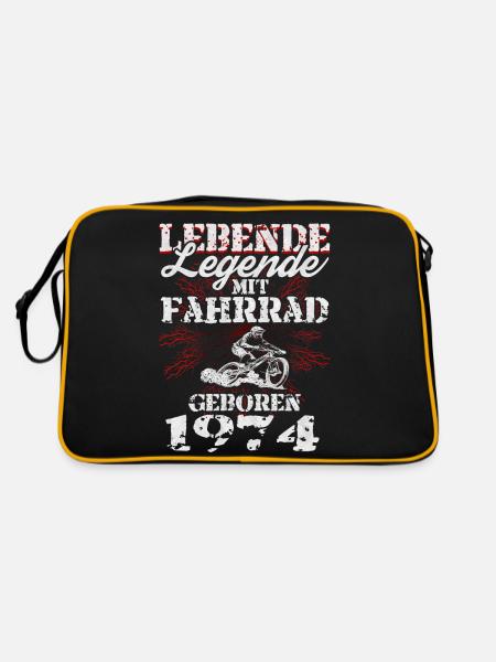 Lebende Legende Mountainbiker 1974 Geboren Fahrrad - Retro Tasche - Schwarz/Gold - Hinten