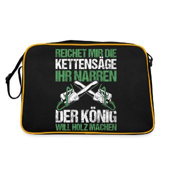 Der König Will Holz Machen Holzfäller Holz hacken - Retro Tasche - Schwarz/Gold - Hinten