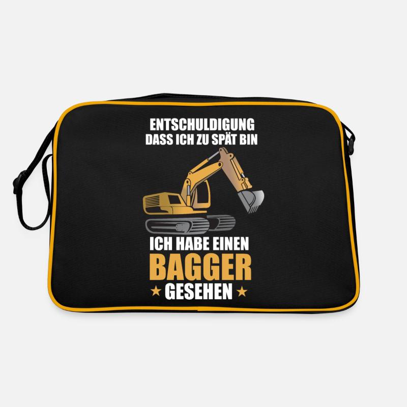 Bagger baustelle bauarbeiter baggerfahrer baggern Retro Tasche