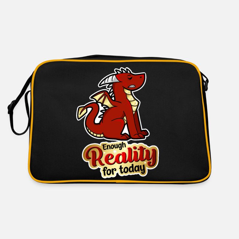Enough Reality for today - Drache - Retro Tasche - Schwarz/Gold