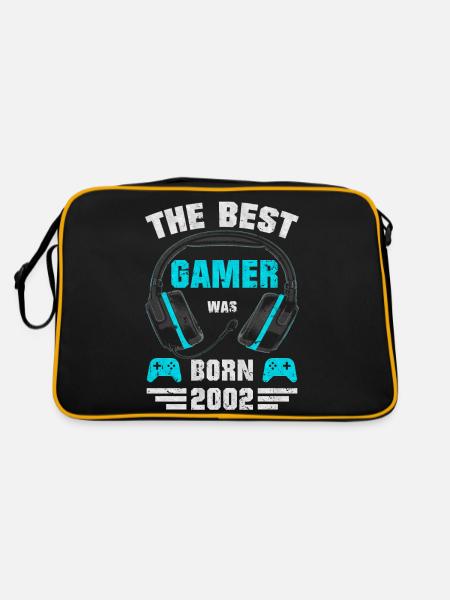 2002 Born Birthday Gamer Gaming Gift - Retro Bag - black/gold - Back