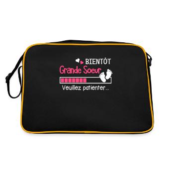 Bientôt Grande soeur cadeau future Grande soeur - Sac Retro - noir/or - Dos