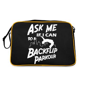 Ask Me If I Can Do A Backflip Parkour - Retro Tasche - Schwarz/Gold - Hinten