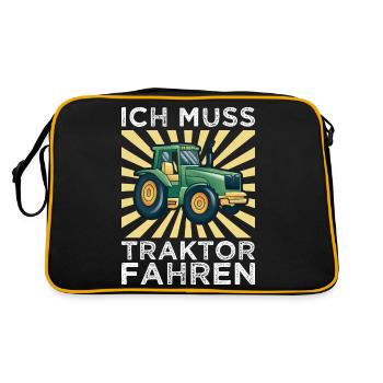 Kinder Traktor vintage - Retro Tasche - Schwarz/Gold - Hinten