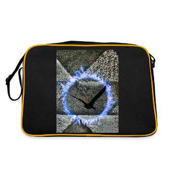 Oiseau dans un anneau de feu bleu - Sac Retro - noir/or - Dos