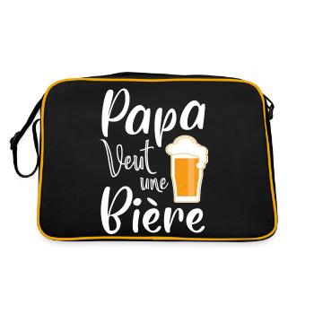 papa veut une bière - humour - Sac Retro - noir/or - Dos