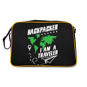 I Am A Traveler - Retro Tasche - Schwarz/Gold - Hinten