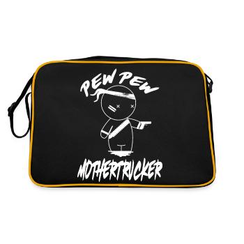 PEW PEW Mothertrucker - Retro Tasche - Schwarz/Gold - Hinten