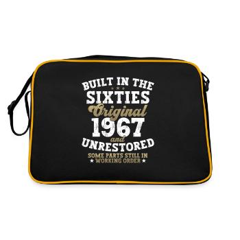 Built in the sixties 1967 55. Geburtstag Herren - Retro Tasche - Schwarz/Gold - Hinten