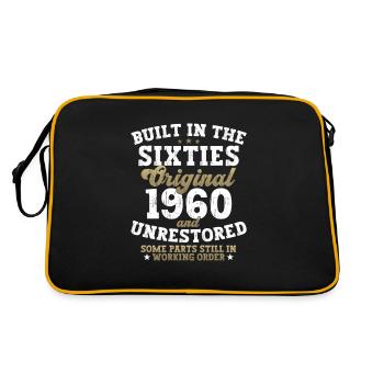 Built in the sixties 1960 62. Geburtstag Herren - Retro Tasche - Schwarz/Gold - Hinten