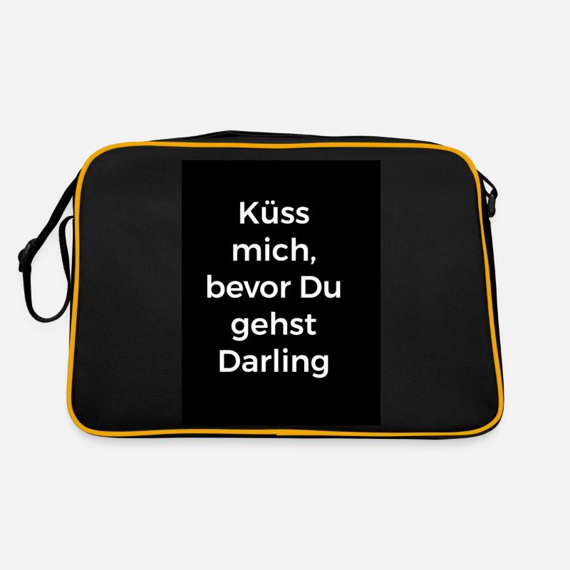 Küss mich bevor Du gehst,Darling weiß auf schwarz Retro Tasche