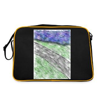 Straße am Meer - Retro Tasche - Schwarz/Gold - Hinten