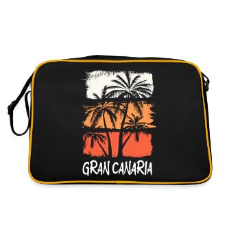 Gran Canaria Sommer Sonne Strand Meer Palmen - Retro Tasche - Schwarz/Gold - Hinten