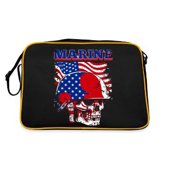 A frightening naval skull with US flag - Retro Bag - black/gold - Back