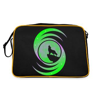 Le loup hurlant à la Lune dans la galaxie - Vert - Sac Retro - noir/or - Dos