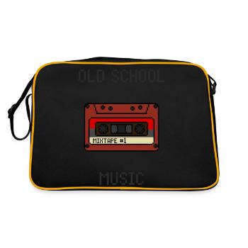 Retro 8-Bit Pixel Art Music Tape - Retro Tasche - Schwarz/Gold - Hinten