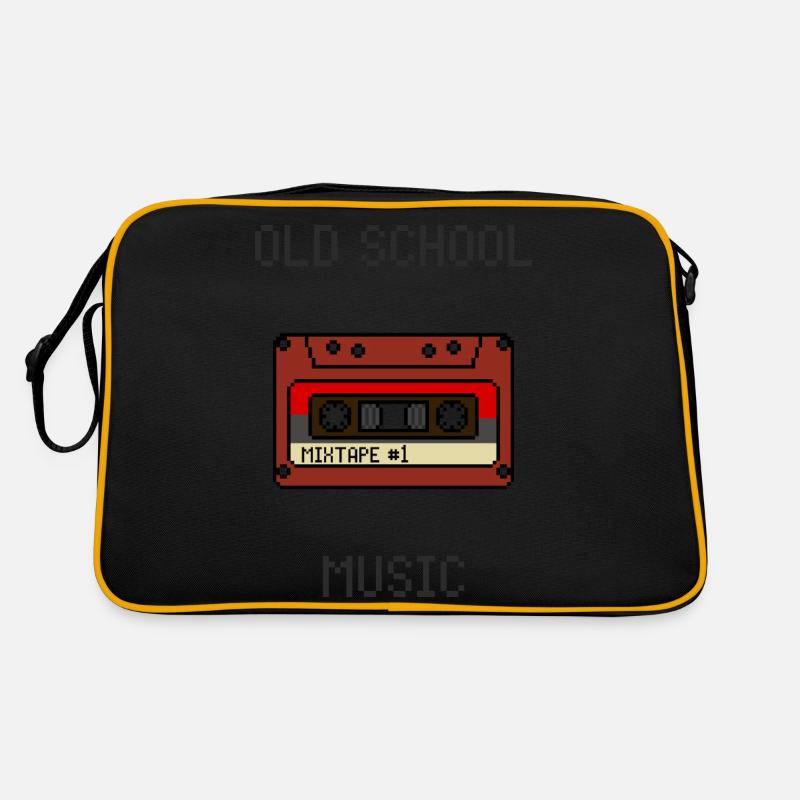 Retro 8-Bit Pixel Art Music Tape - Retro Tasche - Schwarz/Gold