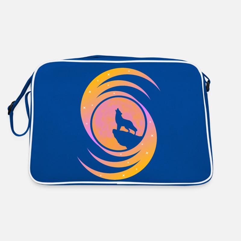 The wolf howling at the moon – Orange Retro Bag