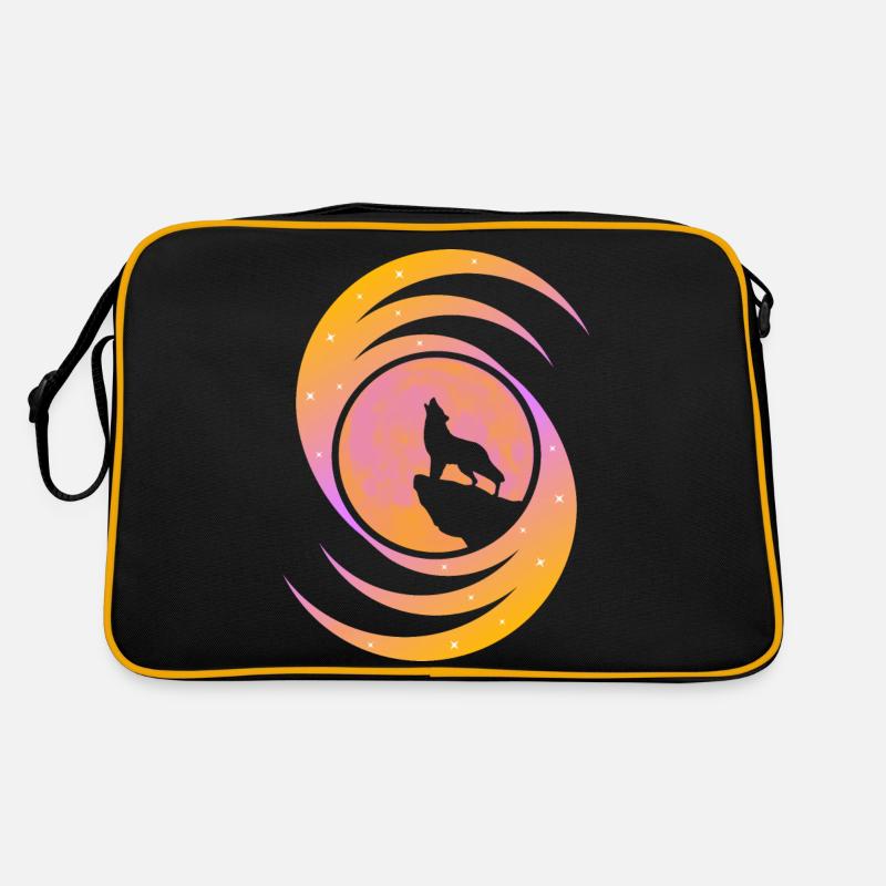 Der Wolf heult den Mond an - Orange Retro Tasche