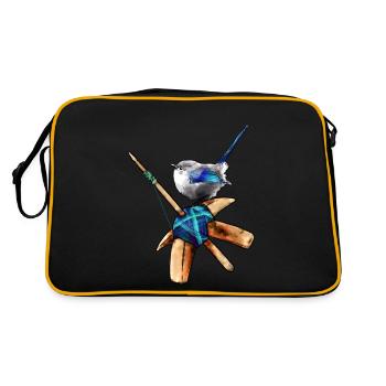 Ich liebe Handspinnen - Retro Tasche - Schwarz/Gold - Hinten