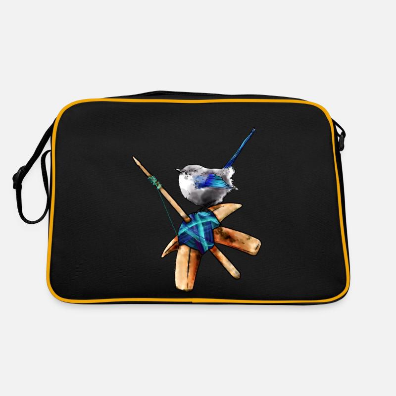Ich liebe Handspinnen - Retro Tasche - Schwarz/Gold