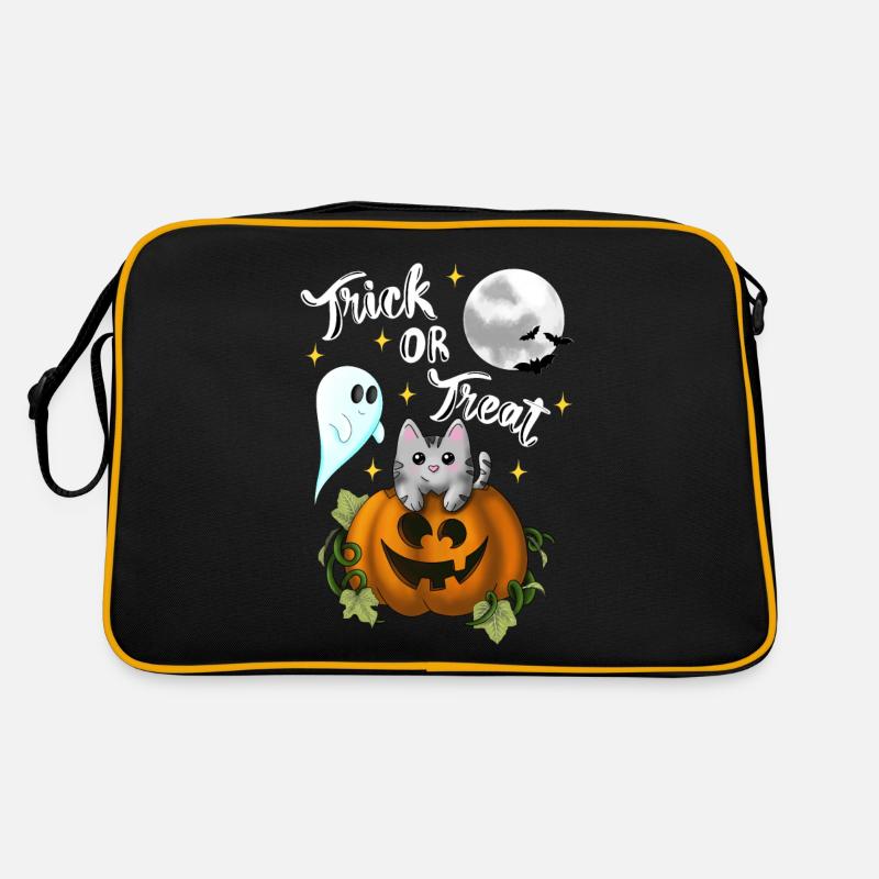 Trick or treat Katze weiß Retro Tasche