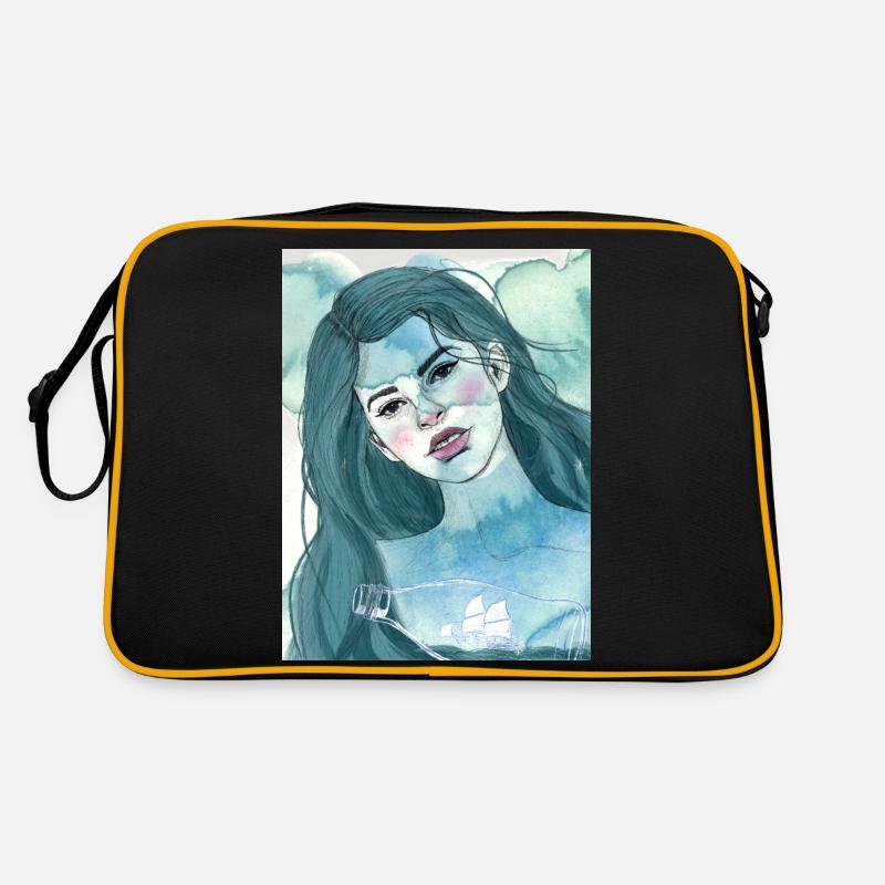 Mädchen mit Flaschenschiff Retro Tasche